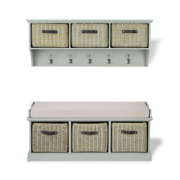 Statement Furniture Tetbury Hanging Shelf and Bench Set with Storage - Large