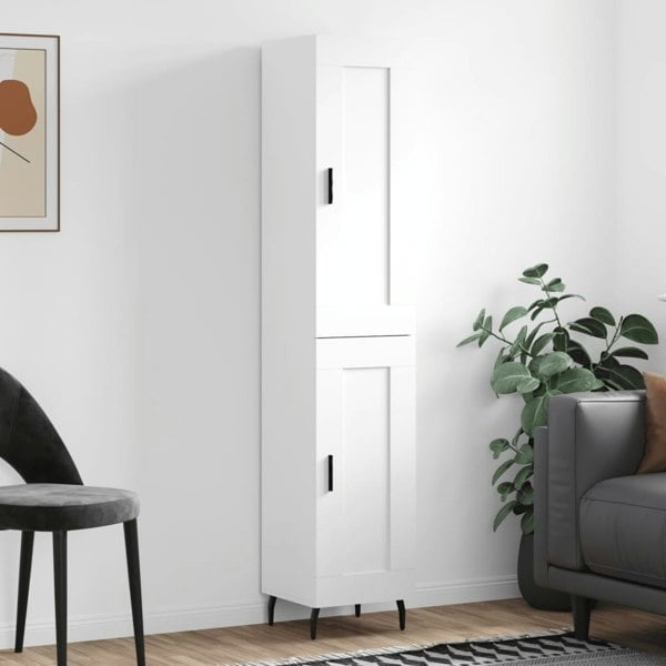 Berkfield Highboard White 34.5x34x180 cm Engineered Wood