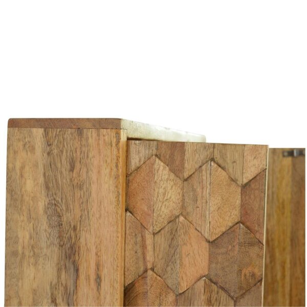 Wyld Haus Otranto Pineapple Carved Mango Wood Mirror Cabinet