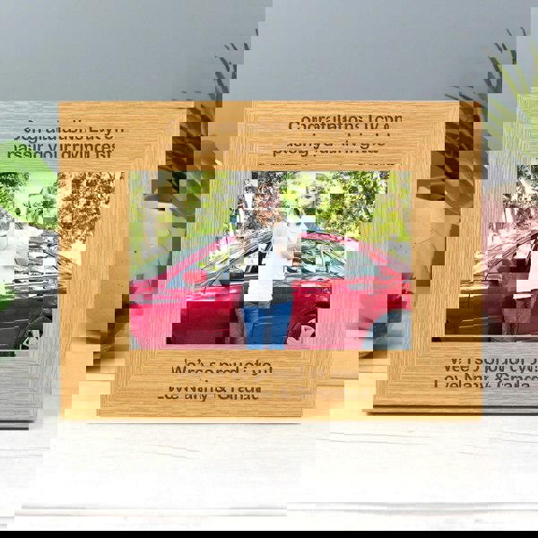 Personalised Memento Company Personalised Long Message 6x4 Landscape Oak Finish Photo Frame