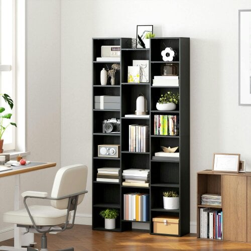 Wyld Haus Faelsu Nota Wooden Black Twenty One Compartment Storage Bookcase