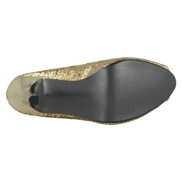 Spot On Ladies Spot On Glittery Slip On Party Heels