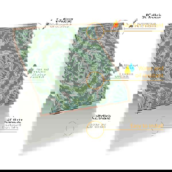 WT1585 - Vintage Green Antique Azulejo Wall Tile Sticker Set - 15 x 15 cm (6 x 6 in) - 24 pcs