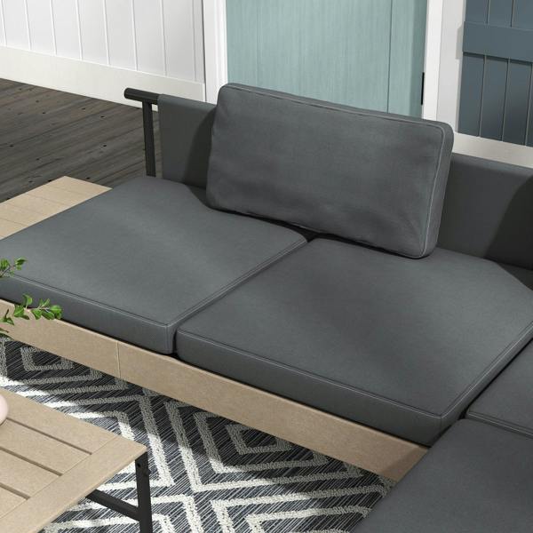 Wyld Haus Vivino Metal Grey 3 Piece L Shaped Outdoor Garden Sofa Set with Coffee Table and 2 Side Tables