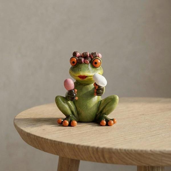 Garden Greatness Quirky Hairdo Frog Figurine Ornament