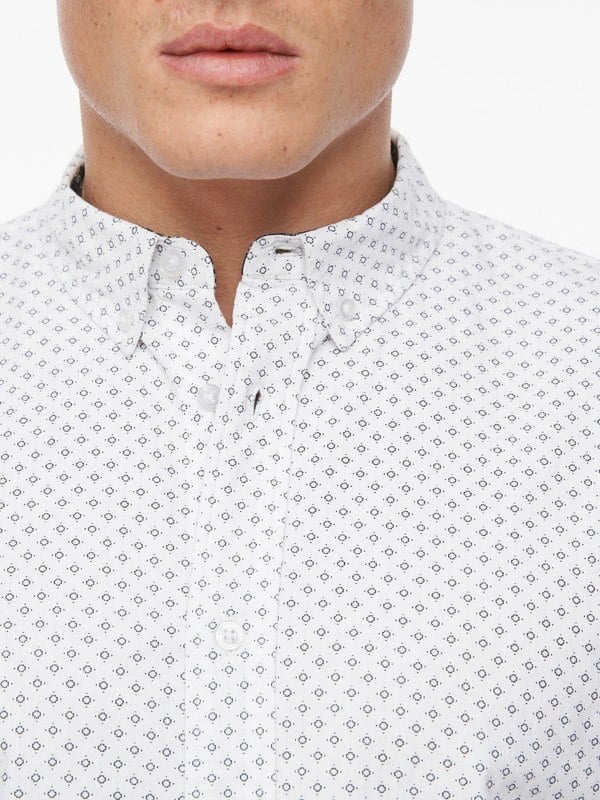 Bewley & Ritch Haltom Short Sleeve Shirt White/Navy Print