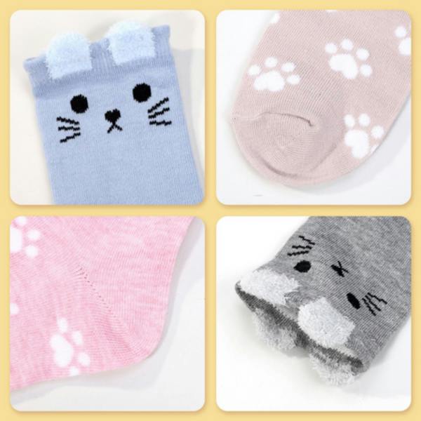Dyzi 5 Pack Cat Animal Pattern Ankle Socks Women's UK 4-7