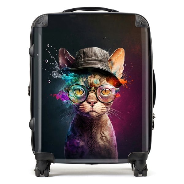 Warren Reed Devon Rex Cat With Hat Splashart Suitcase