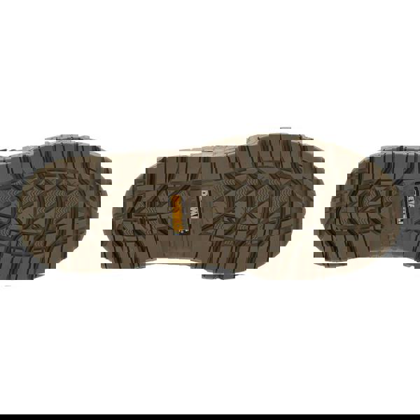 DeWalt Milburn Mens Waterproof Safety Work Steel Toe Scuff S7 Ankle Boots, close-up view of the rugged rubber sole showing deep treads for grip and durability.