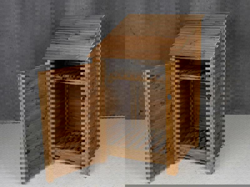 Arbor Garden Solutions Wooden Log Store with Door and Shelf W-79cm, H-126cm or 180cm, D-88cm - Brown Finish