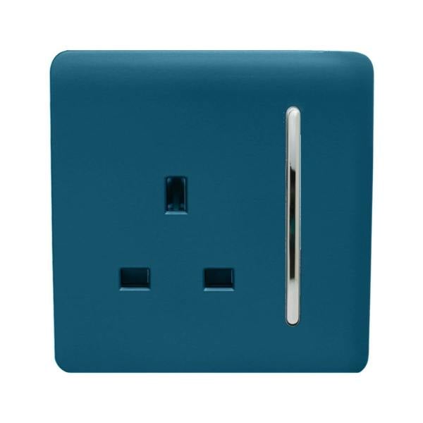 Trendi Switch 1 Gang 13 Amp Switched Plug Socket in Midnight Blue