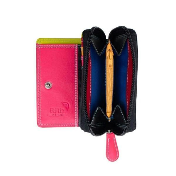 inside view of black small soft leather purse katie london
