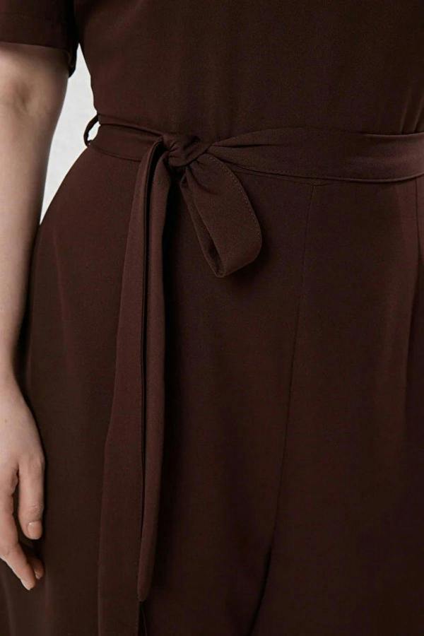 WOVCOR V-Neck Wrap Plus Size Woven Jumpsuit