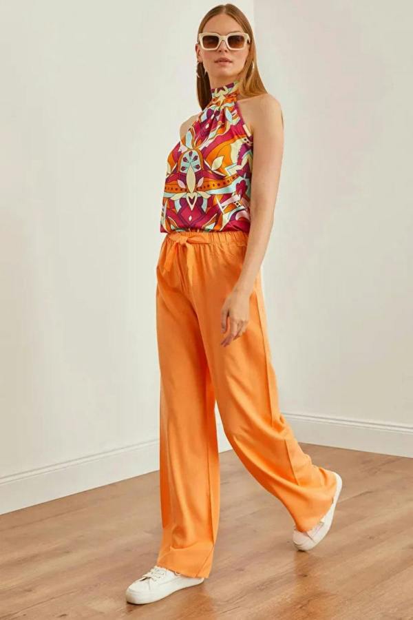 Hoxton Gal Belted Woven Viscose Palazzo Pants