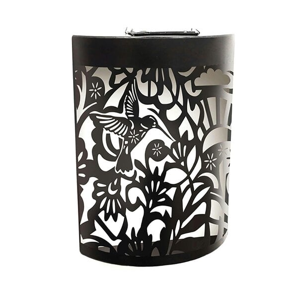 EDH Door Hardware Small Metal Curved Hummingbird Solar Wall Panel – 25.5 x 19 x 5.5 CM | Solar-Powered LED Garden Wall Art | Weatherproof