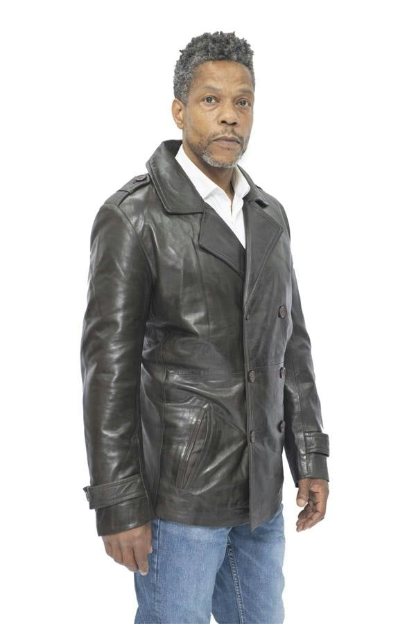 Infinity Leather Mens Leather Peacoat-Amara