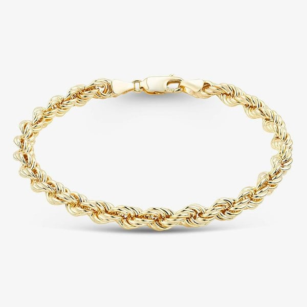 T. H. Baker 9ct Yellow Gold 7.5 Inch Rope Chain Bracelet HLRP-500-9Y-7.5