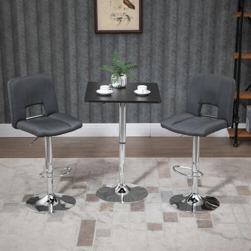 Wyld Haus Eltani Metal And Wooden Black And Silver H8 Adjustable Swivel Bar Table