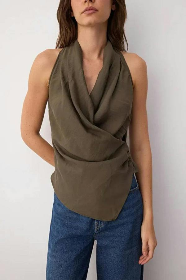 Hoxton Gal Modal Wrap-Front Woven Blouse
