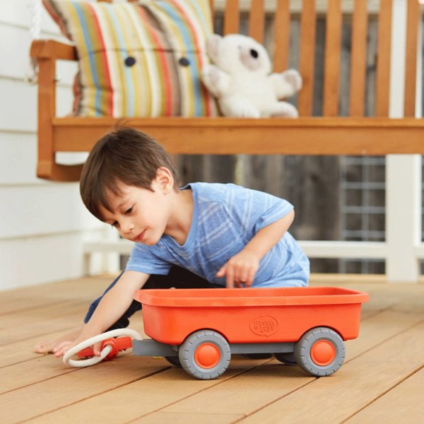 Green Toys Orange Pull Along Wagon - Made From 100% Recycled Plastic