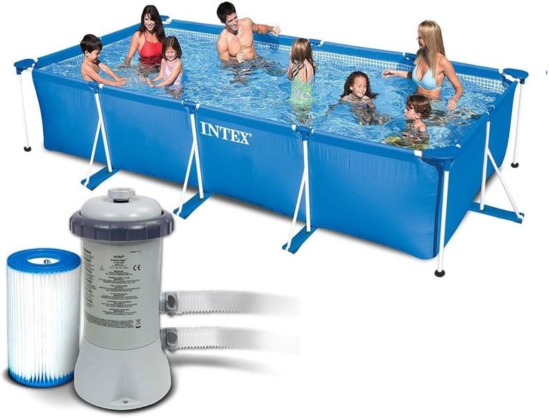 smartbies Intex Rectangular Metal Frame Pool 300 X200 X75 CM With Pump