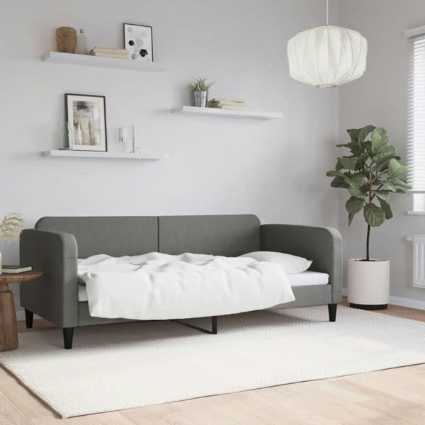 Berkfield Day Bed Dark Grey 90x190 cm Fabric