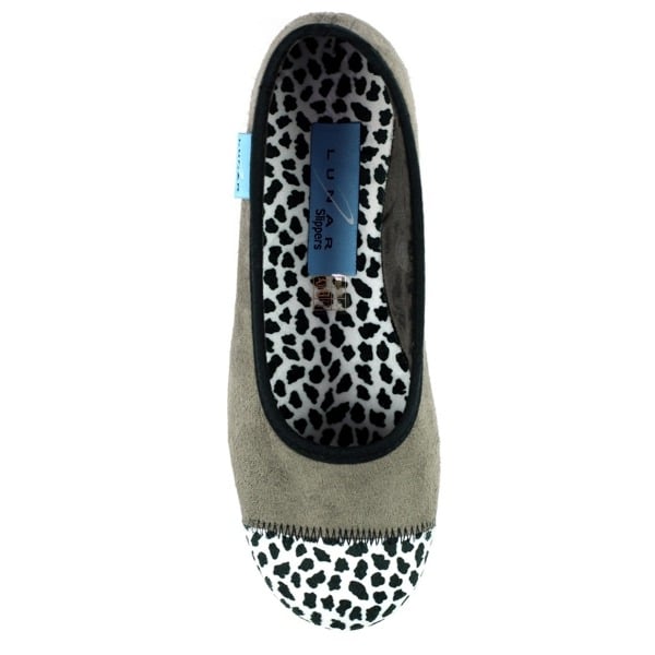 Lunar Women's Jessie Leopard Print Slippers - Grey