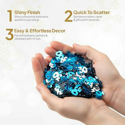 30th Birthday Blue and Silver Metallic Confetti Pack Sizes for Party Tables image 7