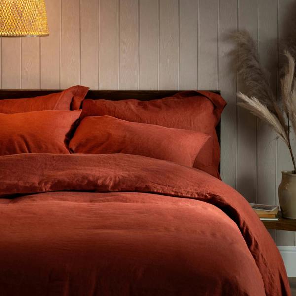 Soak&Sleep Burnt Orange French Linen Duvet Cover