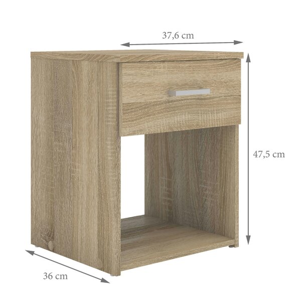 Wyld Haus Berlin Oak Effect 1 Drawer Open Shelf Bedside Table