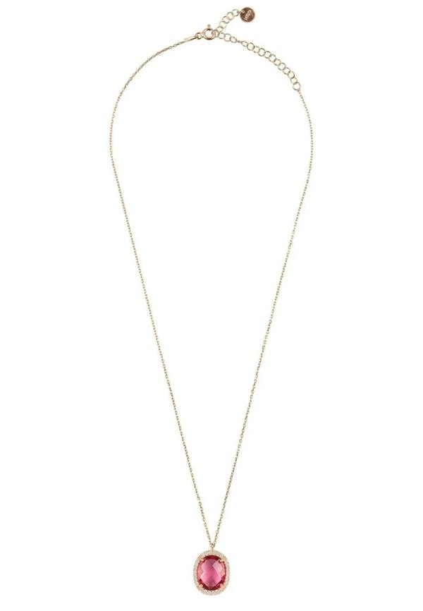 Beatrice Oval Gemstone Pendant Necklace Rose Gold Pink Tourmaline - LATELITA Necklaces