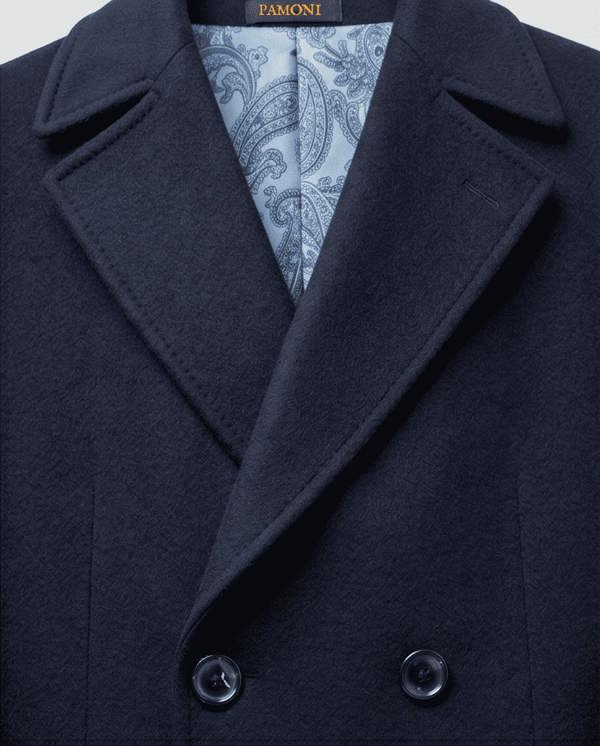 Pamoni Classic Double-Breasted Wool Blend Overcoat