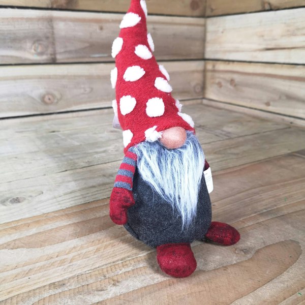 Samuel Alexander 32cm Festive Christmas Red & Grey Bearded Gonk with White Polka Dot Hat