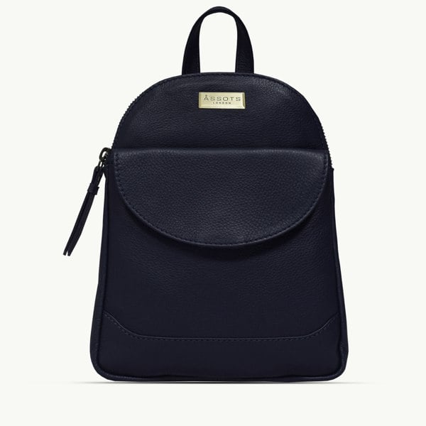 Assots London 'GEORGE' Navy Mini Pebble Grain Leather Backpack