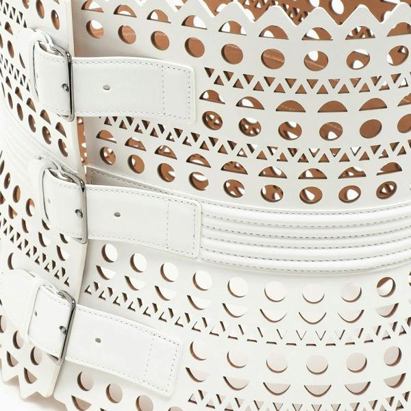 Alaia Vienne corset belt in white signature perforated leather