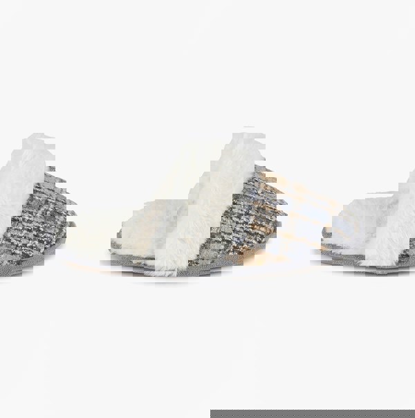 Totes Isotoner BRUSHED CHECK Womens Mule Slippers Grey