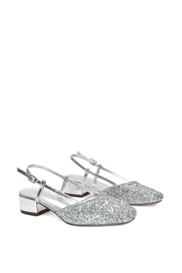 XY LONDON Slingback Court Shoes With Low Block Heel