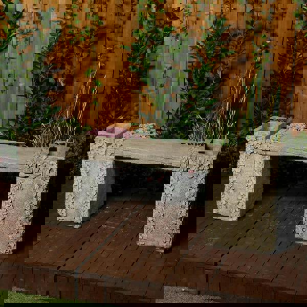 Daisy Design Stone Cast Garden Bench 