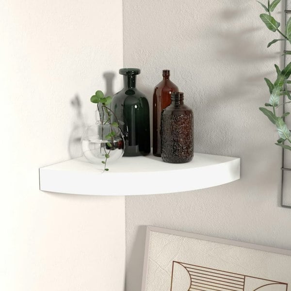 Berkfield Floating Corner Shelf White 25x25x3.8 cm MDF
