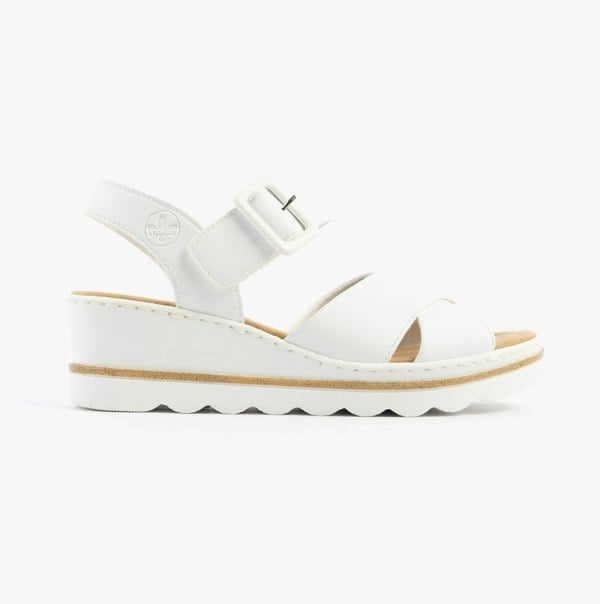 Rieker Sports Wedge Womens Sandals - White (67463-80)