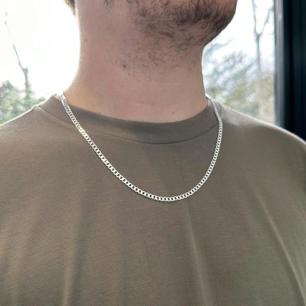 Love Silver Sterling Silver 4.2mm Diamond Cut Curb Chain