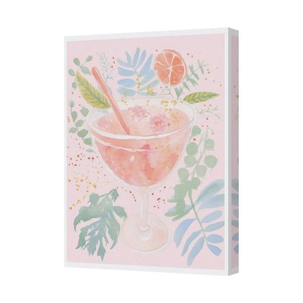 Benjamin Tate Design Pastel Cocktail Canvas Art Print With Deep Wood Frame