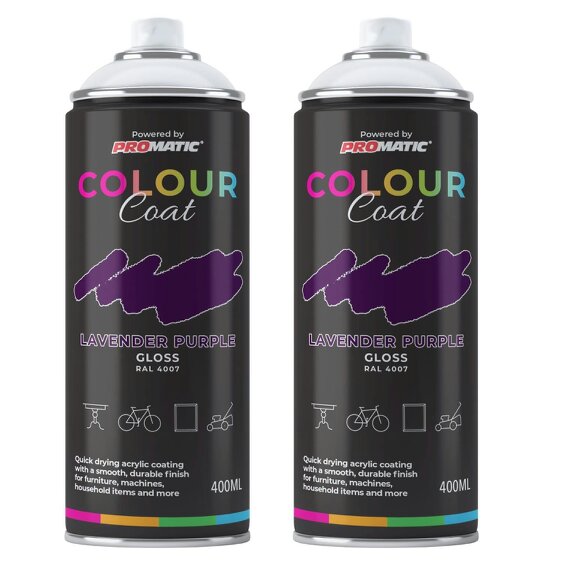 Colour Coat 2X Lavender Purple RAL 4007 Gloss Spray Paint 400ml