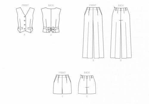 Butterick Sewing Pattern 6902, Waistcoats, Trousers, Shorts for Women, W2 (20W-22W-24W-26W-28W) - Intermediate
