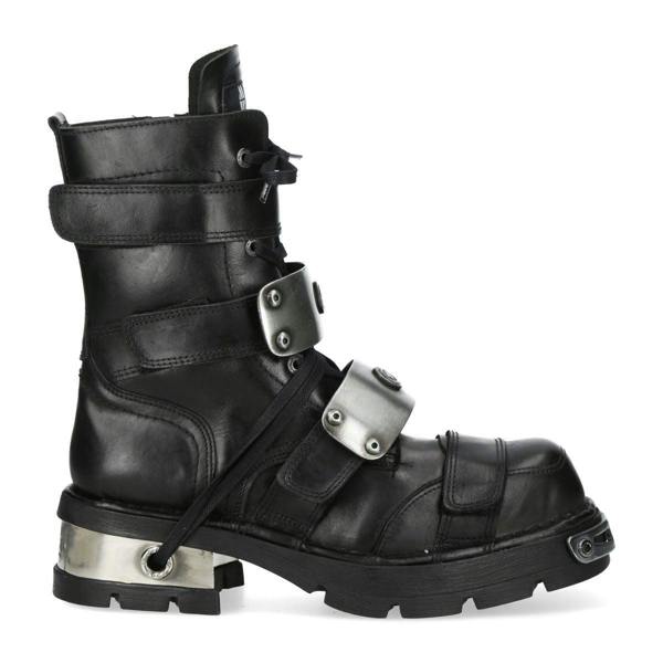 New Rock Metallic Black Leather Gothic Punk Rock High Boots - MET048-C9