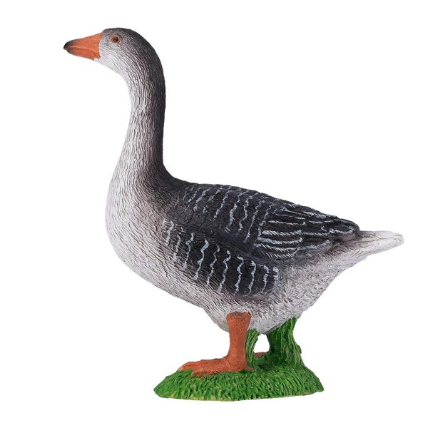 Mojo Fun Goose Grey Farmyard Toy Figure 8 cm Height Approx - 381039