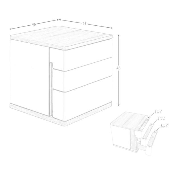 Angel Cerdá Grey wood and walnut bedside table 7166