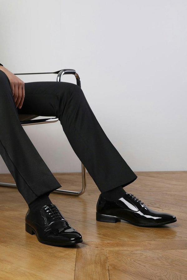 Where's That From Nick Oxford Lace Up Work Dress Shoes in Black Patent