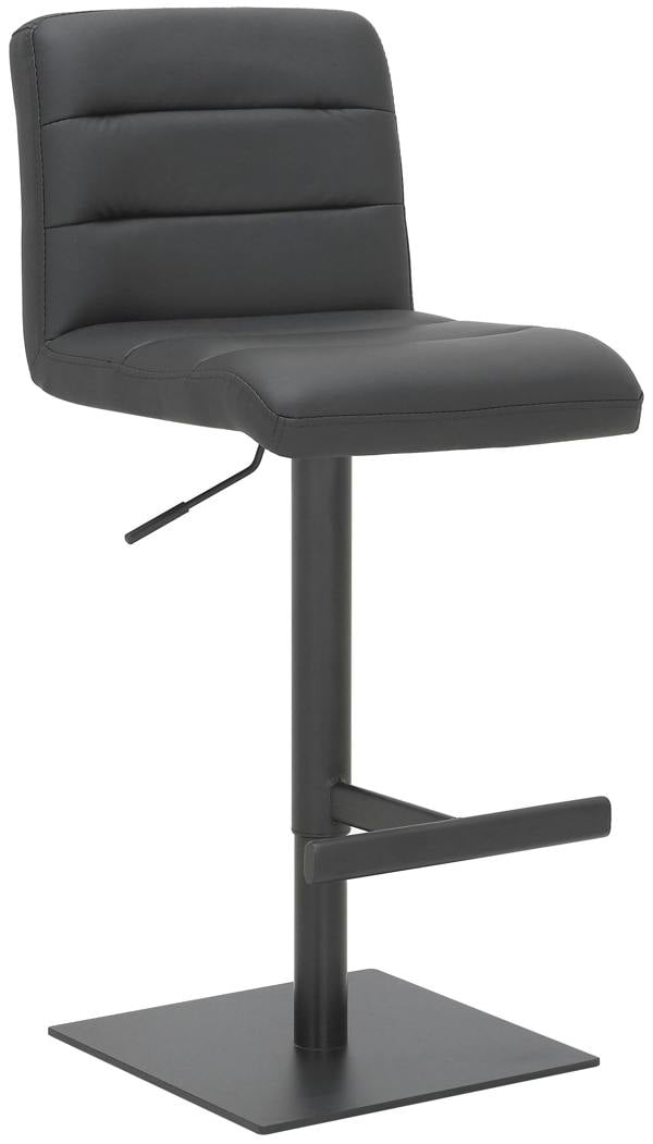 Lamboro Luscious Deluxe Kitchen Bar Stool, Matt Black Footrest & Base, Adjustable Swivel Gas Lift, Breakfast Bar & Home Barstool, Black