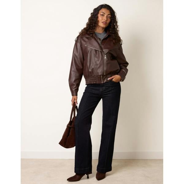 Blue Vanilla Double Zip Oversized Faux Leather Jacket